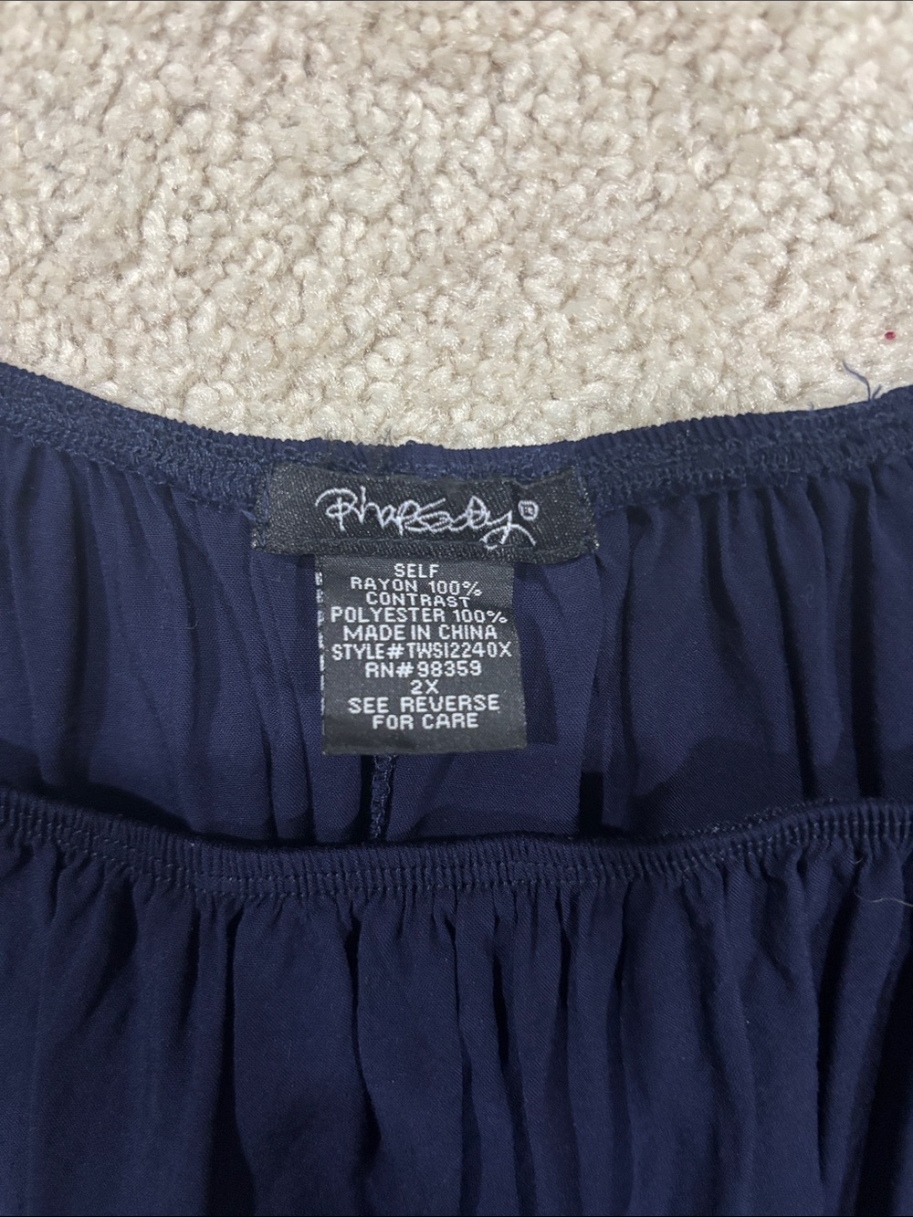 Rhapsody Navy Crochet Lace Off-Shoulder Women’s Top - Picture 3 of 5